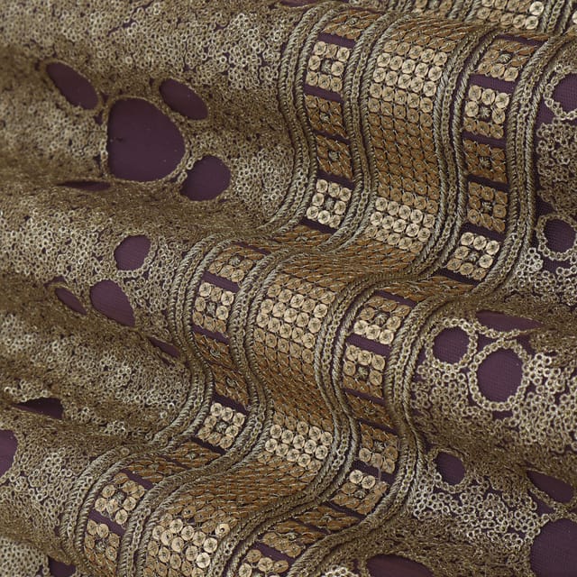 Lavender Purple Sequins Embroidery Net Fabric