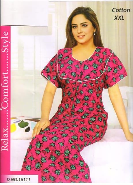 Rs 257/Piece- Sifti Sales Cotton U Neck Printed Full Flare NightGown for Women for 2xl Set Of 5