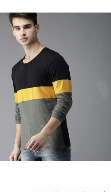 Rs 179/Piece - Kushal Enterprises Cotton Round Neck Colour Block T-Shirt for Men Set Of 6, Fts3