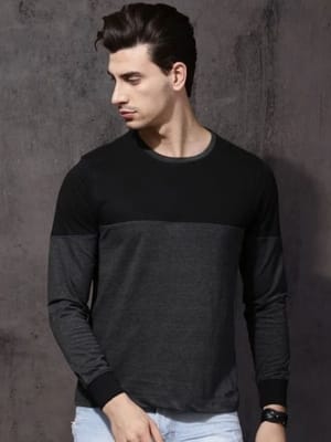 Rs 179/Piece - Kushal Enterprises Cotton Round Neck Colour Block T-Shirt for Men Set Of 6, Fts1