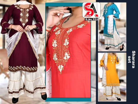 Rs 499/Piece - SITK-99 Rayon Embroidered Work Straight Kurta Set for Women Set Of 5, D522