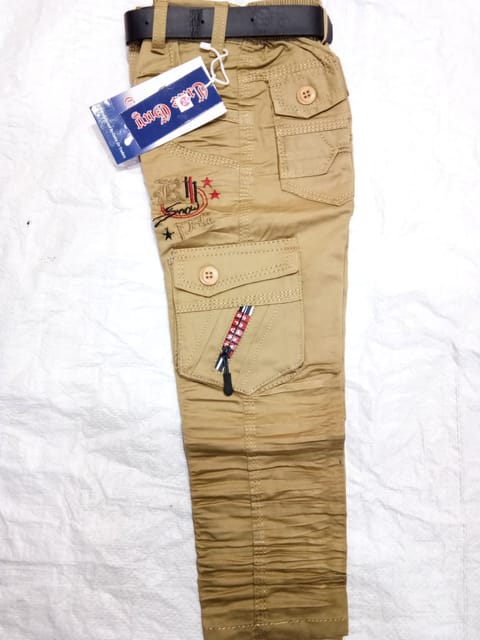 Rs 273/Piece - Cute Guy Cotton High Rise Cargos for Boys - Set of 15