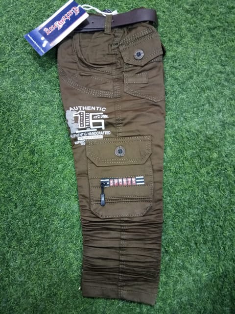 Rs 310/Piece - Cute Guy 100% Cotton High Rise Cargos for Boys- Set of 15