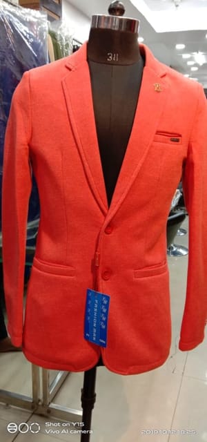 Rs 1170/Piece - Cute Guy Casual Wear Cotton Single Brested Blazer for Men Orange Red Set of 4