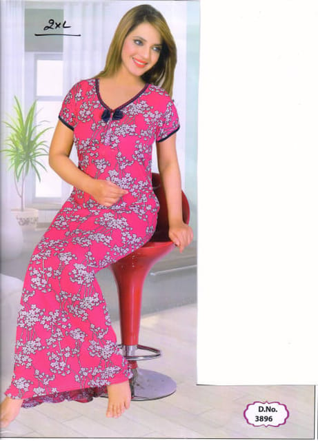 Rs 368/Piece - Sifti Sales Shinkar V Neck Printed Full Flare NightGown for Women Set Of 3