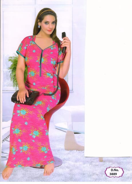 Rs 294/Piece - Sifti Sales Shinkar V Neck Printed Full Flare NightGown for Women Set Of 3