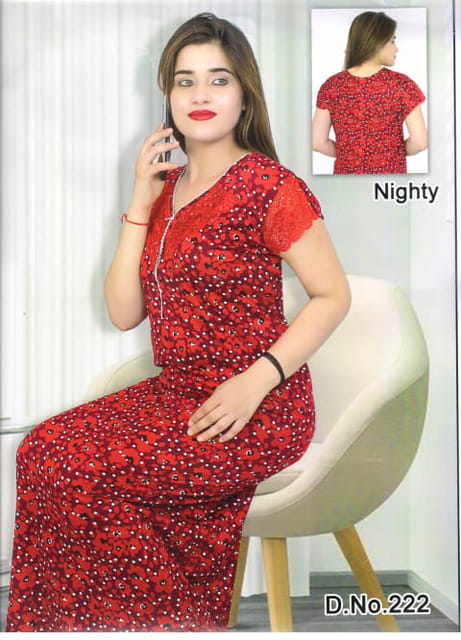 Rs 231/Piece - Sifti Sales Viscose Hosiery V Neck Printed Full Flare NightGown for Women Set Of 3