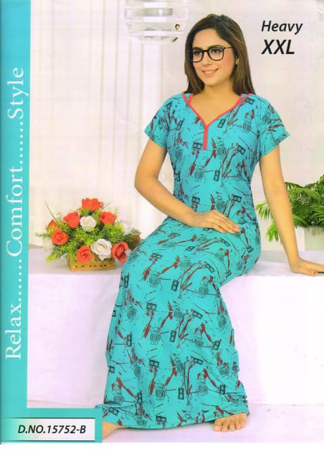 Rs 425/Piece - Sifti Sales ShinkarHoisery V Neck Printed A-line NightGown for Women Set Of 3