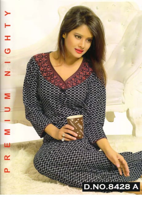 Rs 562/Piece - Sifti Sales ShinkarHoisery V Neck Printed Full Flare NightGown for Women Set Of 2