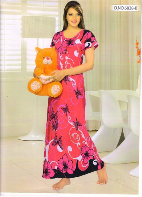Rs 320/Piece - Sifti Sales Shinkar Round Neck Printed Full Flare NightGown for Women Set Of 3