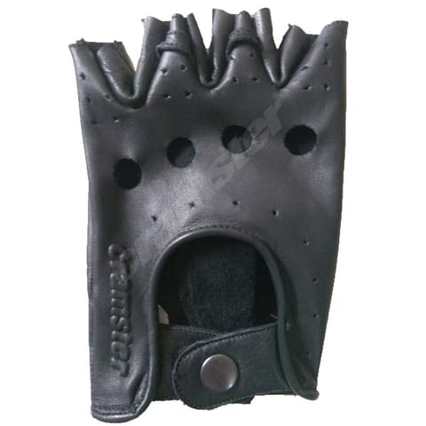 TEXAS - Fingerless Leather Gloves - BLACK