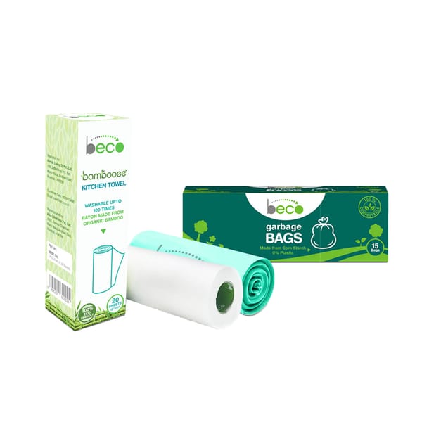 Kitchen Towel Roll (20 Sheets) + Compostable Medium Garbage Bags 19 x 21 inches (15 Pieces)