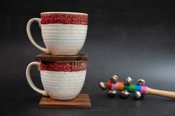 Italian Marble Coffee Mug With Pink Rim Set of 2 Mugs – 1 Set