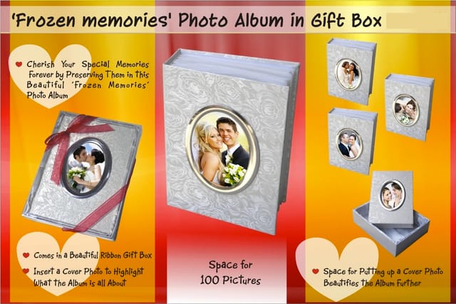 Frozen Memories Photo Album In Ribbon Gift Box (100 Pictures) (5 X 7)