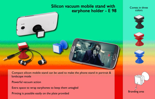 Silicon Vacuum Mobile Stand With Earphone Holder