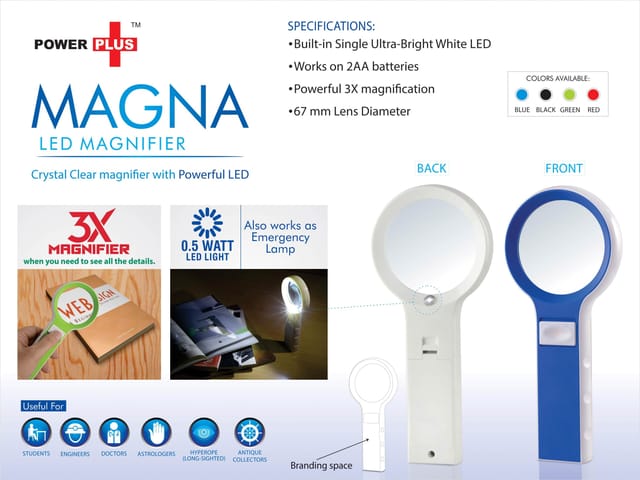 Power Plus Magna: Magnifier With Lamp Function( With Half Watt LED)