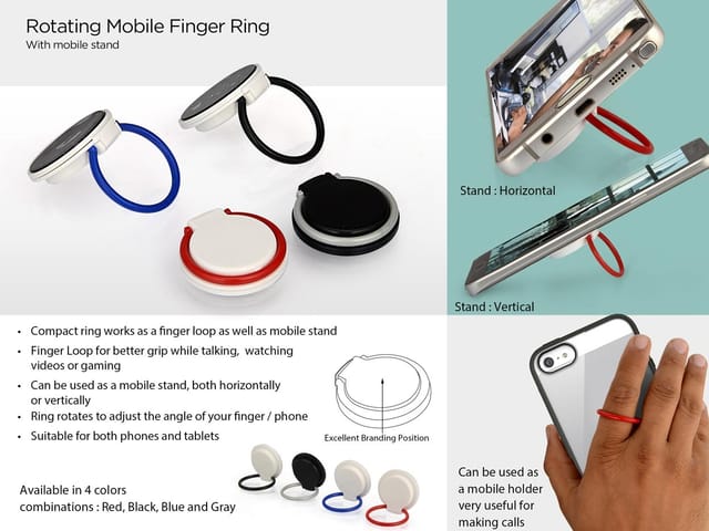 Rotating Mobile Finger Ring (With Mobile Stand)