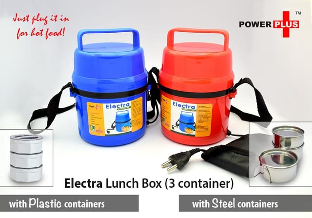 Power Plus Electra Lunch Box Steel – 3 Container