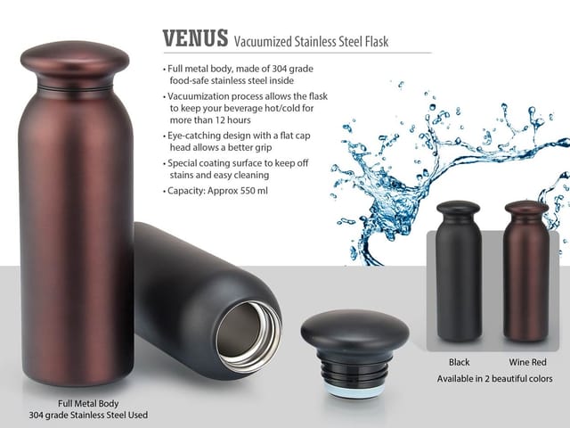 Venus Vacuumized Stainless Steel Flask (550 Ml Approx)