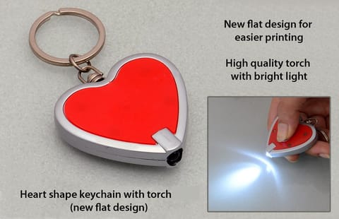 Heart Shape Keychain With Torch (Flat Design)