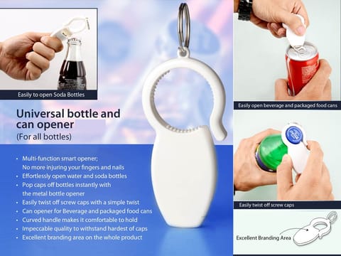 UNIVERSAL BOTTLE AND CAN OPENER: FOR ALL BOTTLES