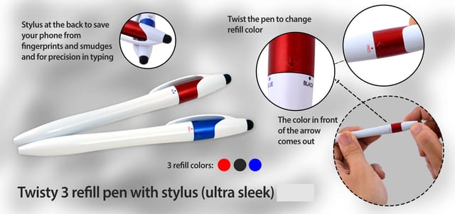 Twisty 3 Refill Pen With Stylus (Ultra Sleek)