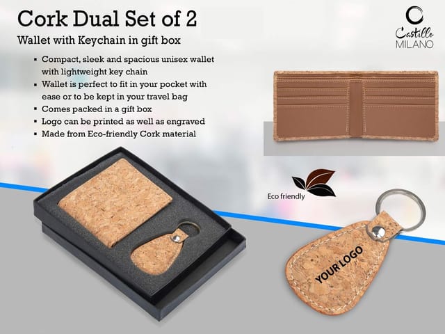 Cork Dual Set: Wallet With Keychain In Gift Box
