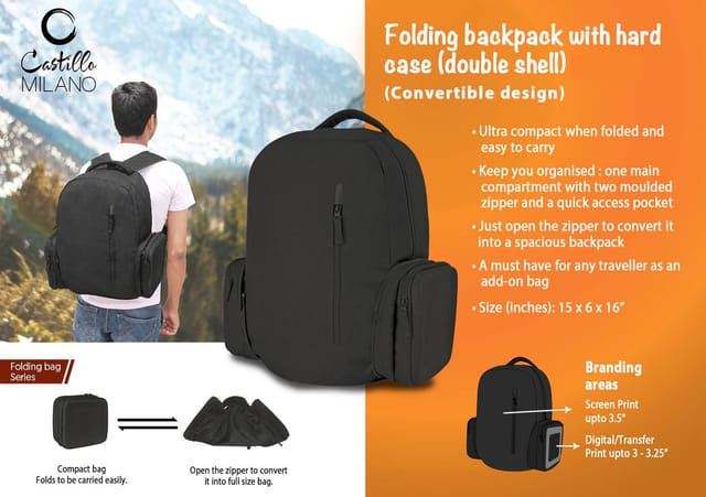 Folding Backpack With Hard Case (Double Shell) By Castillo Milano