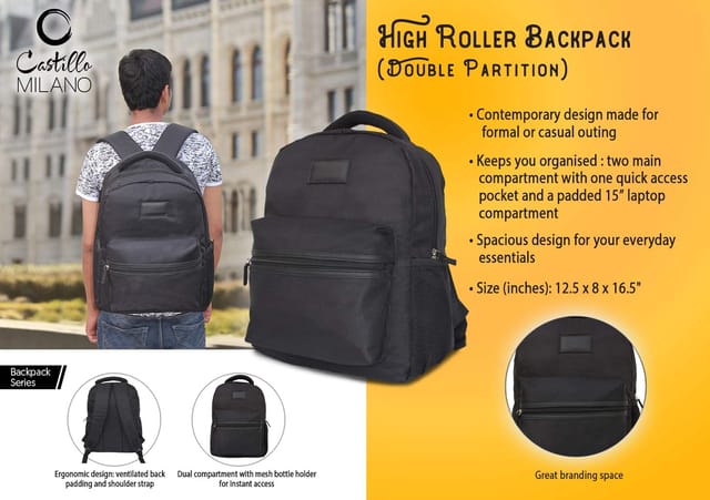 High Roller Backpack – Double Partition By Castillo Milano
