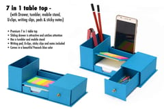 7 In 1 Table Top With Drawer, Tumbler, Mobile Stand, U-Clips, Writing Slips, Pads And Sticky Notes
