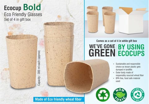 EcoCup Bold: Eco Friendly Glasses | Set Of 4 In Gift Box