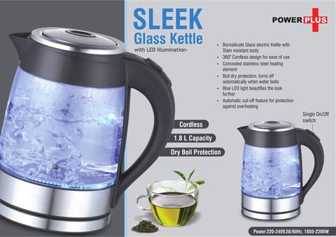 Sleek Glass Kettle With LED Illumination (1.8 L)