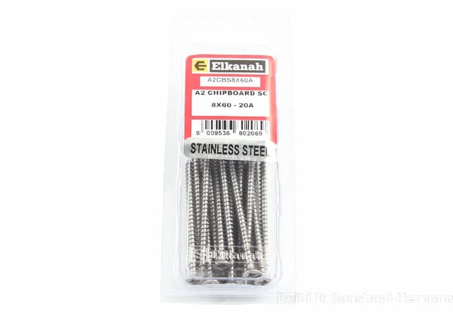 Chipboard Screw S/Steel 8mm x 60mm (20)