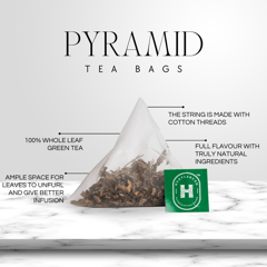 Hustlebush Tulsimint Green Tea Whole Leaf Loose Tea Relaxing Tea 100% Natural Flavours 25 Pyramid Teabags
