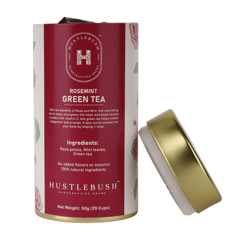 Hustlebush Rosemint Flavoured Green Tea Loaded with Vitamin C Made with 100% Whole Leaf, Rose Petals & Mint 50gm loose