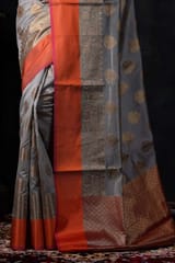 Banarasiya Women's Traditional Banarasi Silk Grey Saree