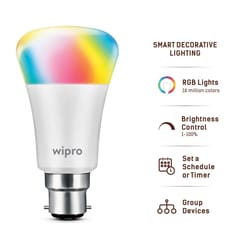 Wipro Garnet Smart Light 7W B22 LED Bulb, Compatible with Amazon Alexa & Google Assistant