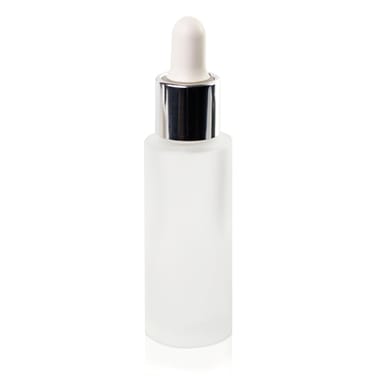 CIRCUS FROSTED GLASS BOTTLE 30ML DROPPER (WHITE ON SILVER)