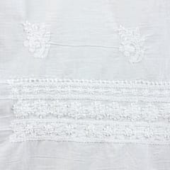 Pearl White Dyeable / Pure Cotton Noori  Kurta / Dupatta Piece On Chikankari Embroidery
