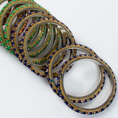 Hyderabad Lac Bangles / Blue, Green & Red Colour HLB11013_1