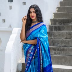 Pochampally Ikkat Silk Saree / Navy Blue Colour HPISSAM0121
