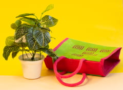USA Jute Bag | Green & Pink | Handcrafted | Reusable and Biodegradable