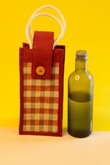 Oxford Jute Water Bottle Bag | Maroon | Handcrafted | 100% natural JL0028