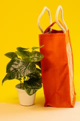 Oxford Jute Water Bottle Bag | Orange | Handcrafted | 100% natural