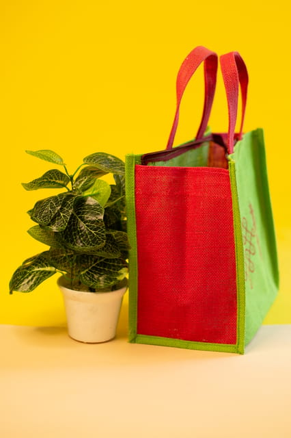 Muggu Lunch Bag | Green & Red | Handcrafted | 100% natural JL0030