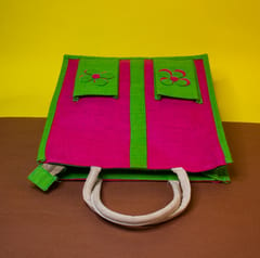 Pink & Green Designer Organic Shopping Bag
