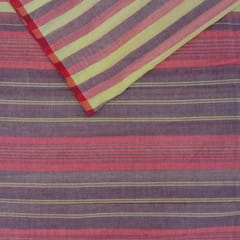 Red/Grey/Blue Hand Woven Cotton Saree-010