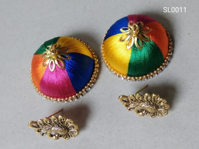 Multi Colour Silk Therad Earrings-SL0011