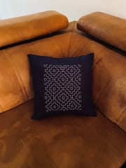 Cushion Covers Katha Design/16"x16" Navy Blue/Set Of 5