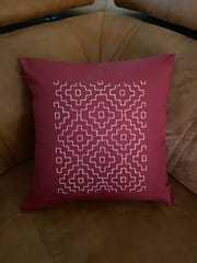 Cushion Covers Katha Design 16"x16"Red Set Of 5